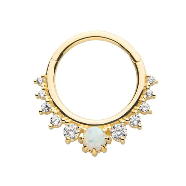 Prong Set &amp; Synthetic Opal - Click Ring