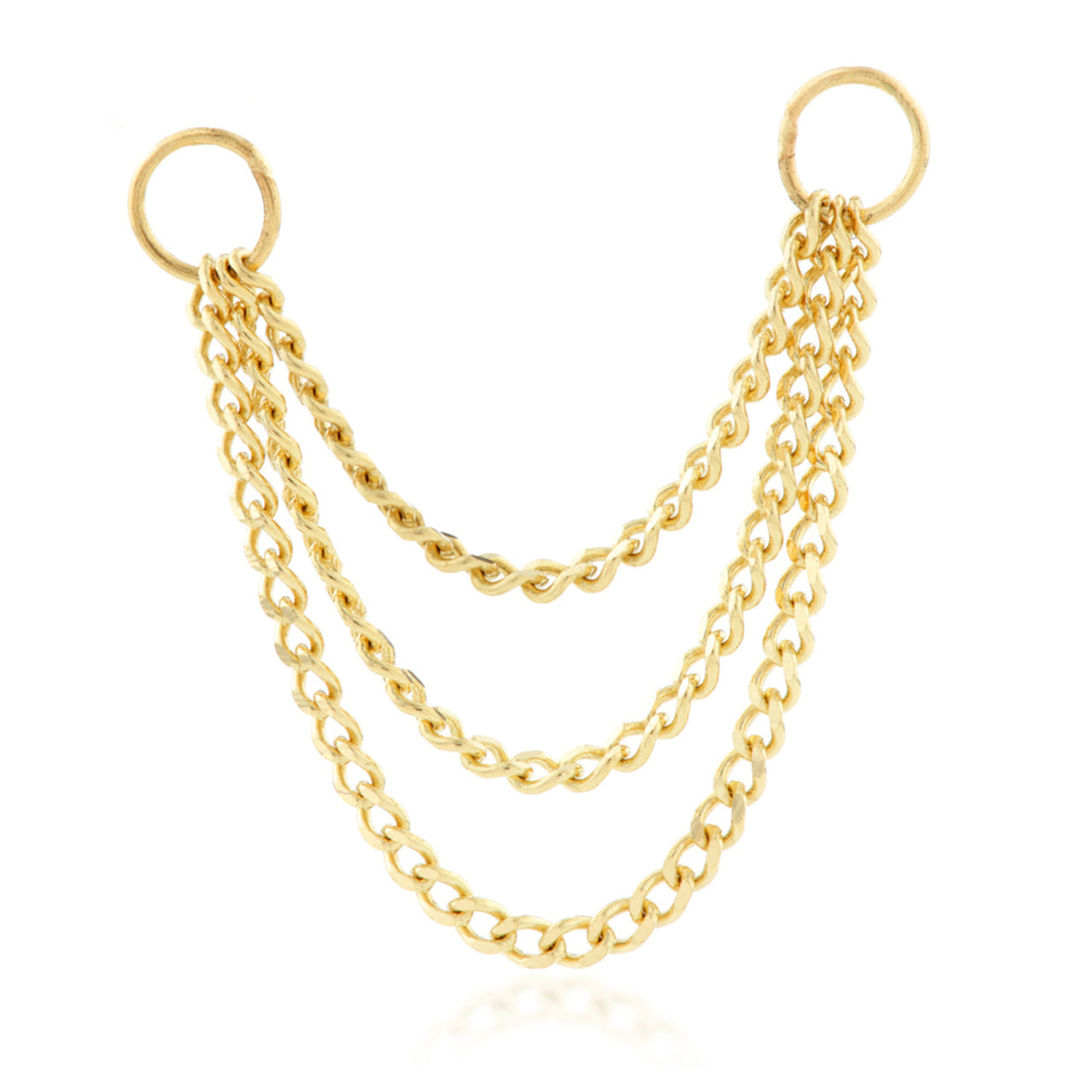 Plain chain triple 14 kt gold