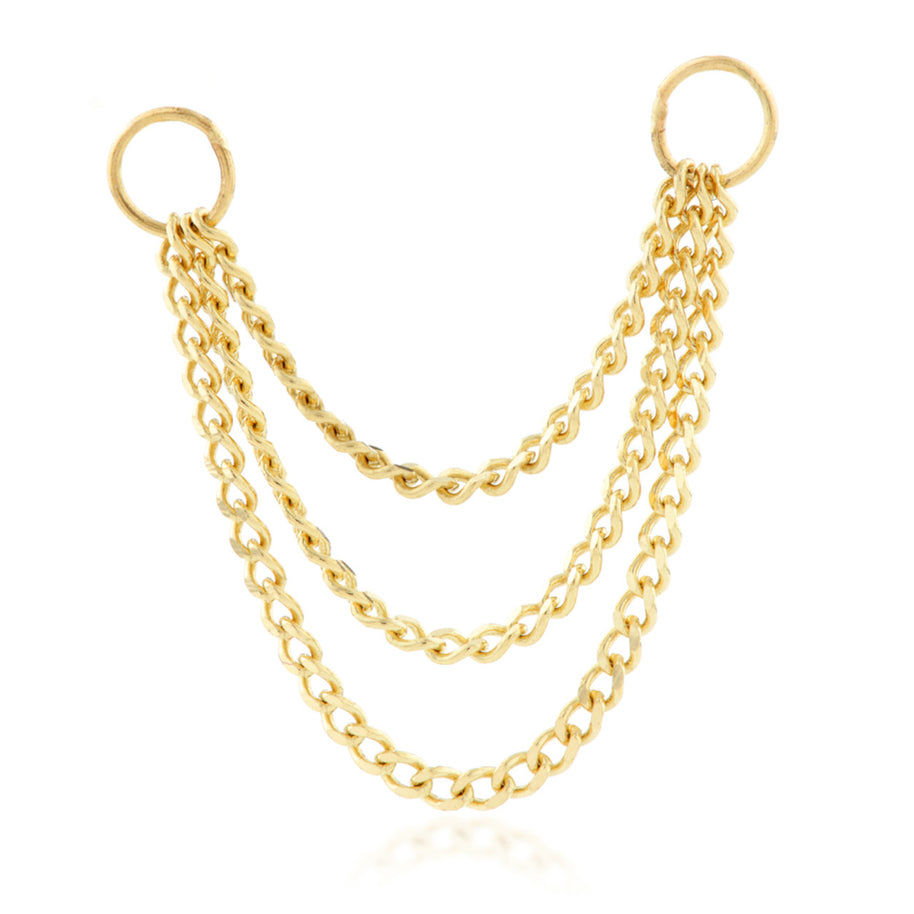 Plain chain triple 14 kt gold