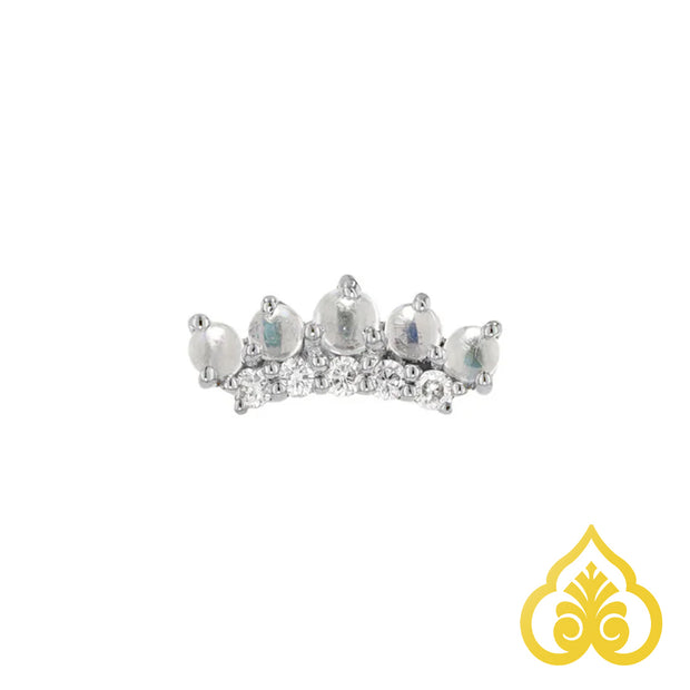 Double Row Annette charm – maansteen cabochons en diamanten in 14K witgoud