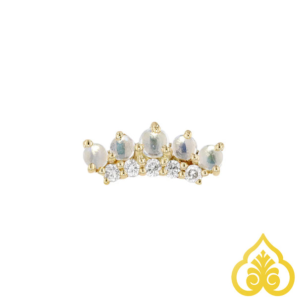 Double Row Annette charm – maansteen cabochons en diamanten in 14K goud