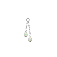 Double Pear opal cabochon bezel charm on chain - Modern Mood