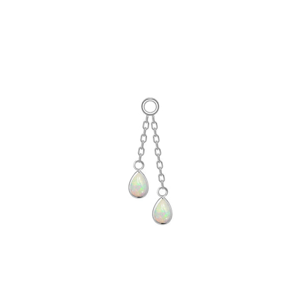 Double Pear opal cabochon bezel charm on chain - Modern Mood