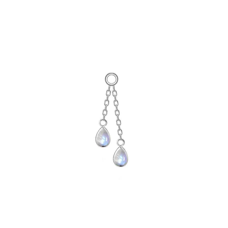 Double pear bezel charm on chain - Maansteen - Modern Mood