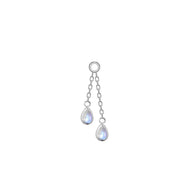 Double pear bezel charm on chain - Maansteen - Modern Mood