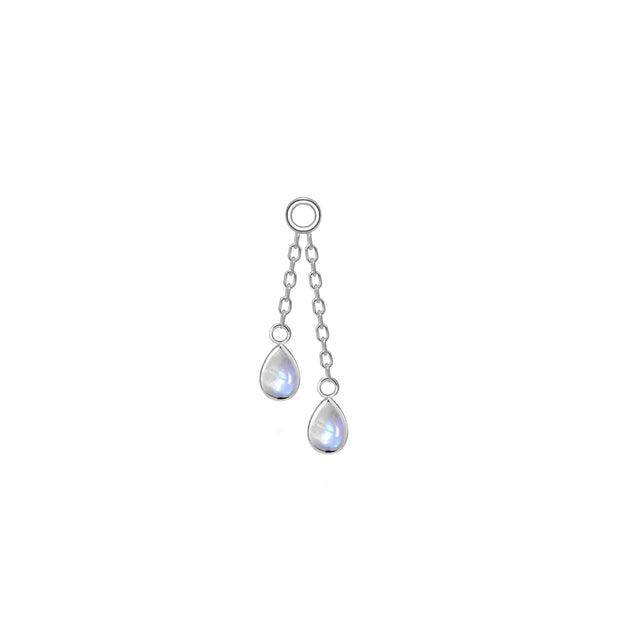 Double pear bezel charm on chain - Maansteen - Modern Mood