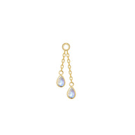 Double pear bezel charm on chain - Maansteen - Modern Mood