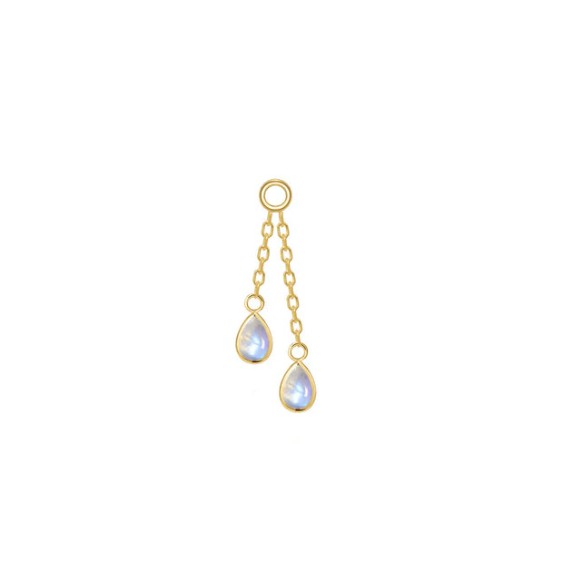 Double pear bezel charm on chain - Maansteen - Modern Mood