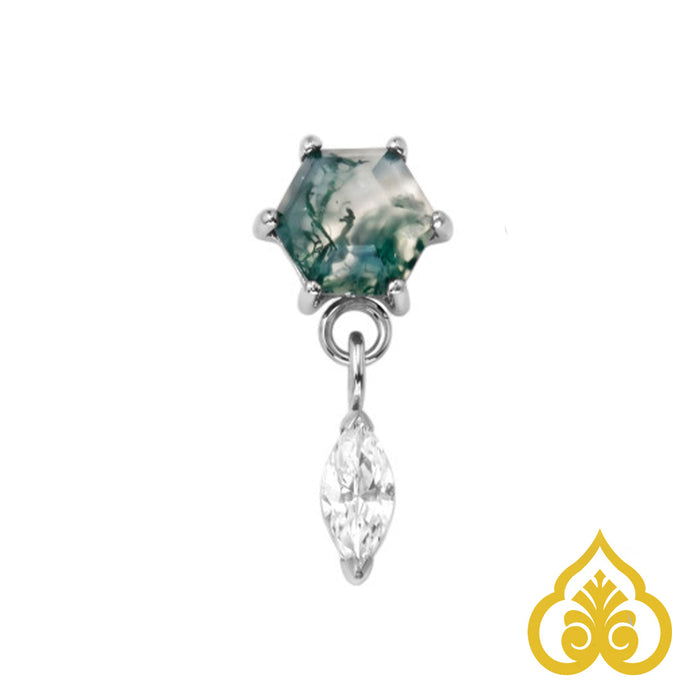 Gem Dangle - Moss Agaat - Titanium