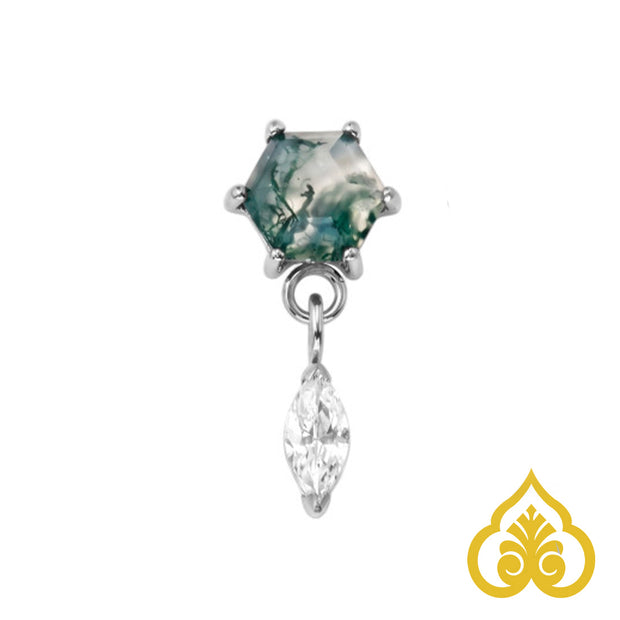 Gem Dangle - Moss Agaat - Titanium