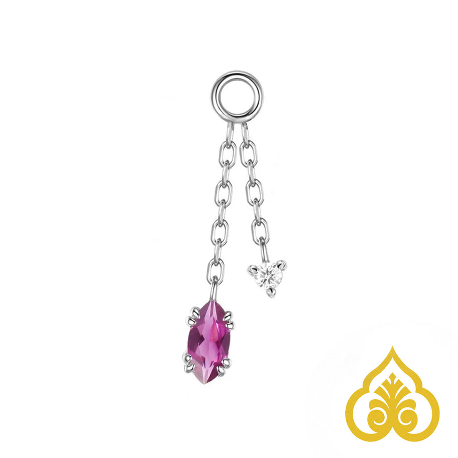 Georgia Double Dangle chain charm - Rhodolite - Modern Mood