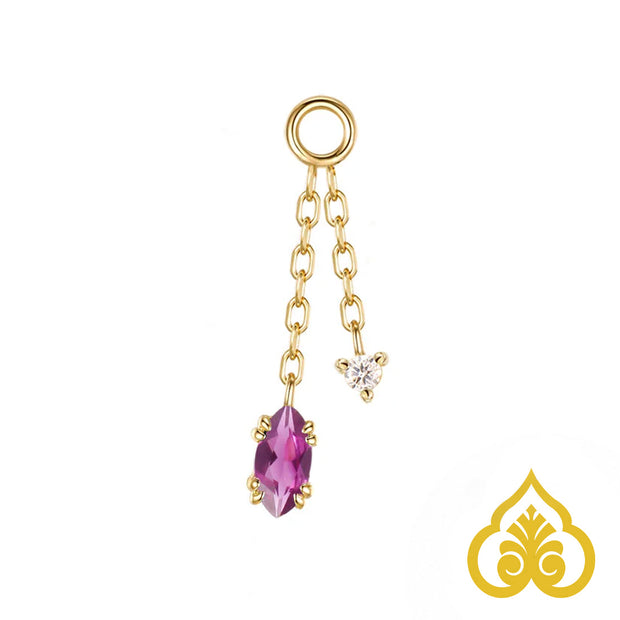 Georgia Double Dangle chain charm - Rhodolite - Modern Mood
