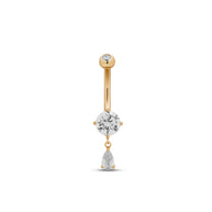Prong set dangle navel sieraad