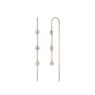 Gold bezel Cz Threader earrings