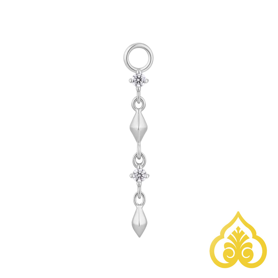 Luxe piercingaccessoire met Swarovski stenen in massief goud