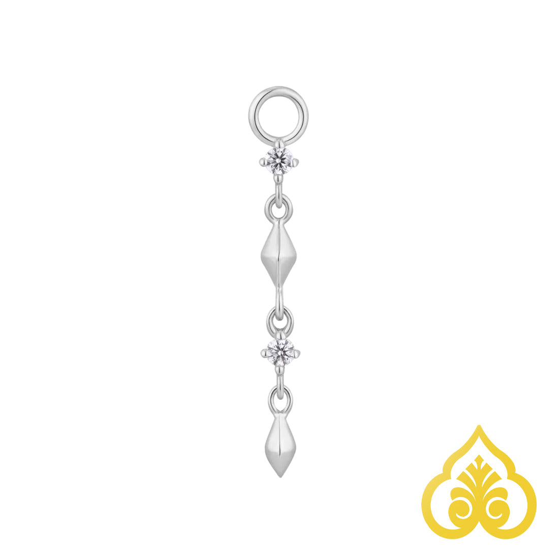Luxe piercingaccessoire met Swarovski stenen in massief goud