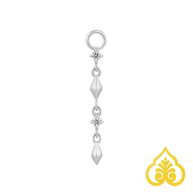 Luxe piercingaccessoire met Swarovski stenen in massief goud