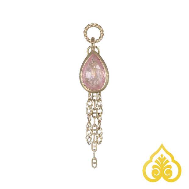 Éclat limited edition charm met pear-cut rose quartz en tassel chains