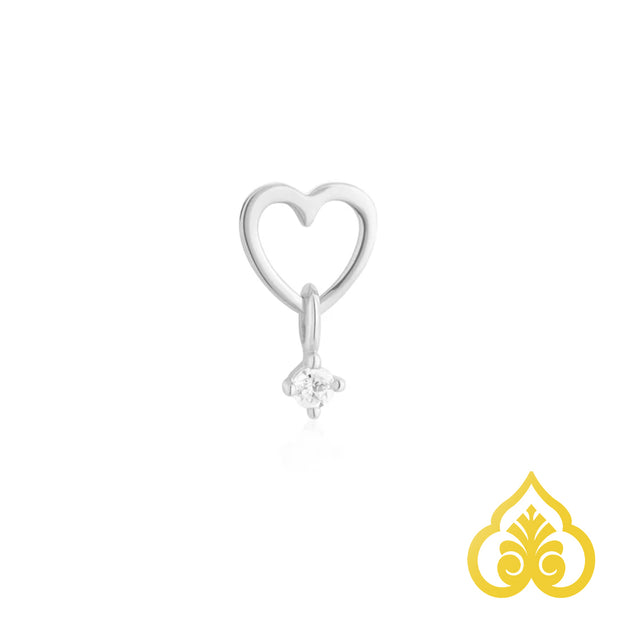 Gouden hart piercing met loszittende zirkonia in het midden