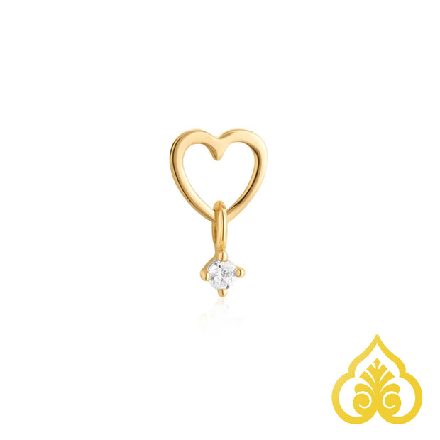 Loves It hartvormige piercing in 14K goud met bewegende CZ