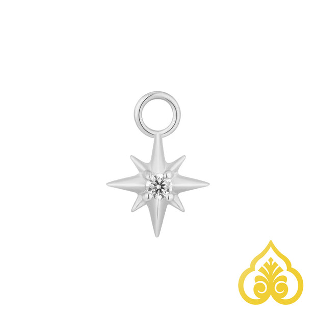 Luxe 14k wit gouden piercing charm met 1.5 mm Swarovski CZ, passend op 18g en 16g ringen of staafjes