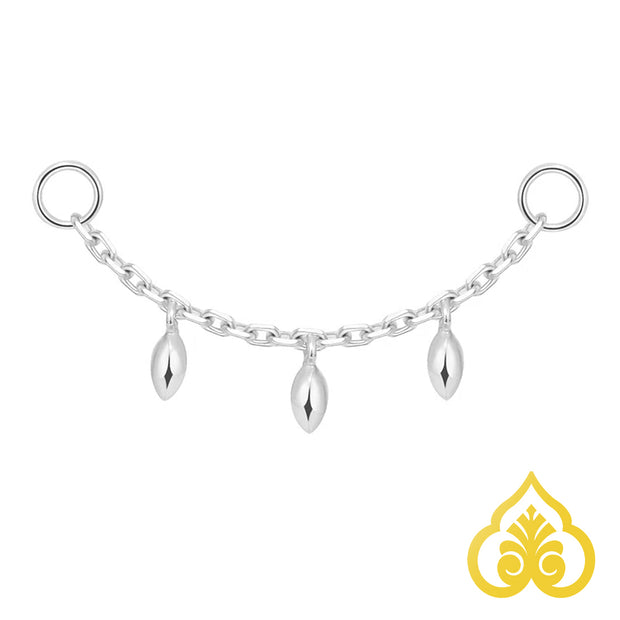 14K gouden piercing accessoire met marquisevormige kralen