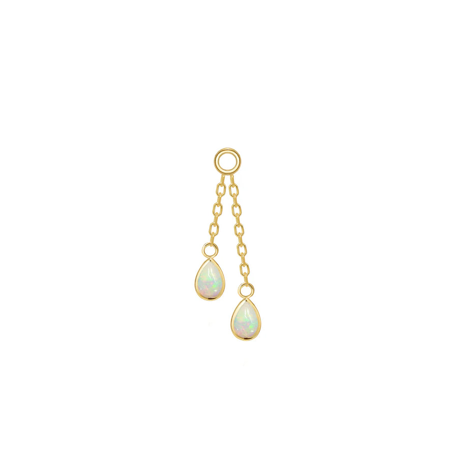 Double Pear opal cabochon bezel charm on chain - Modern Mood