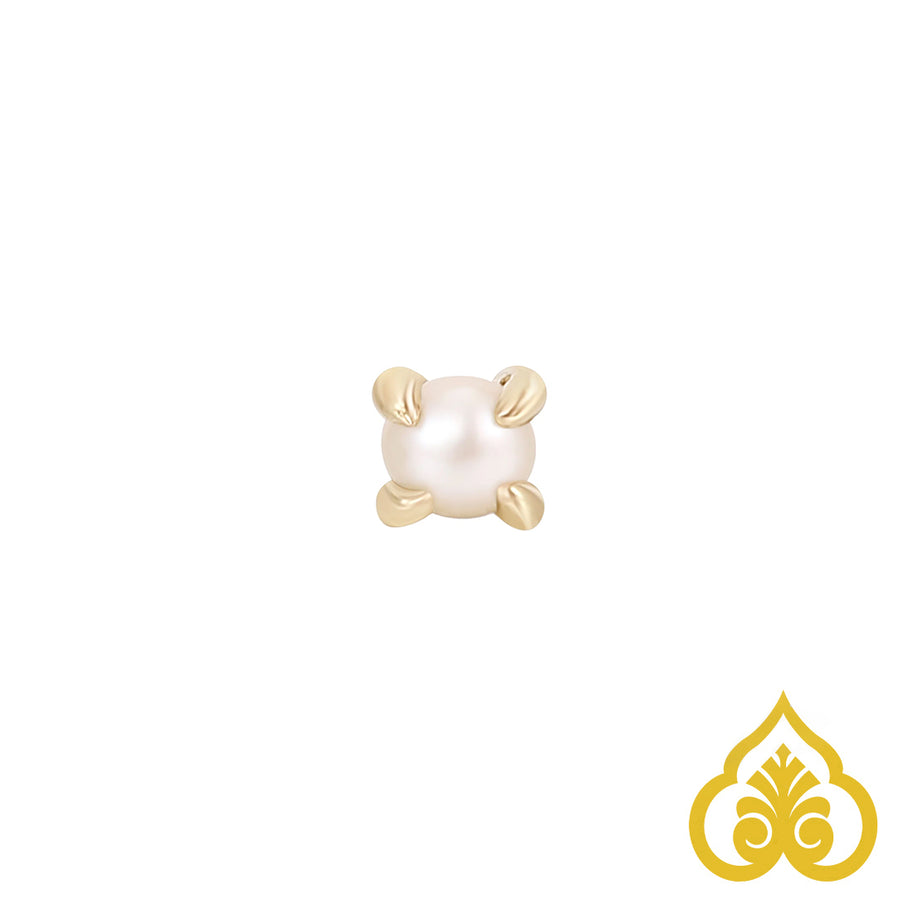 Prong gem end with pearl - Buddha Jewelry