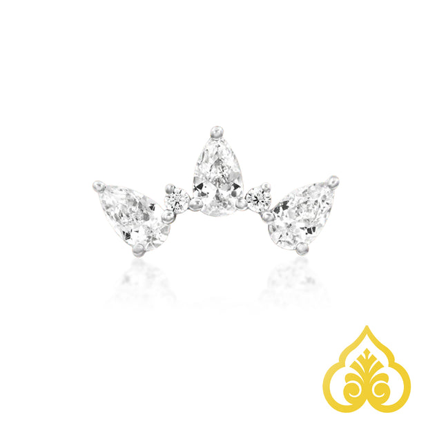 Sola decorative piercing end met kroonvorm en pear-cut CZ’s