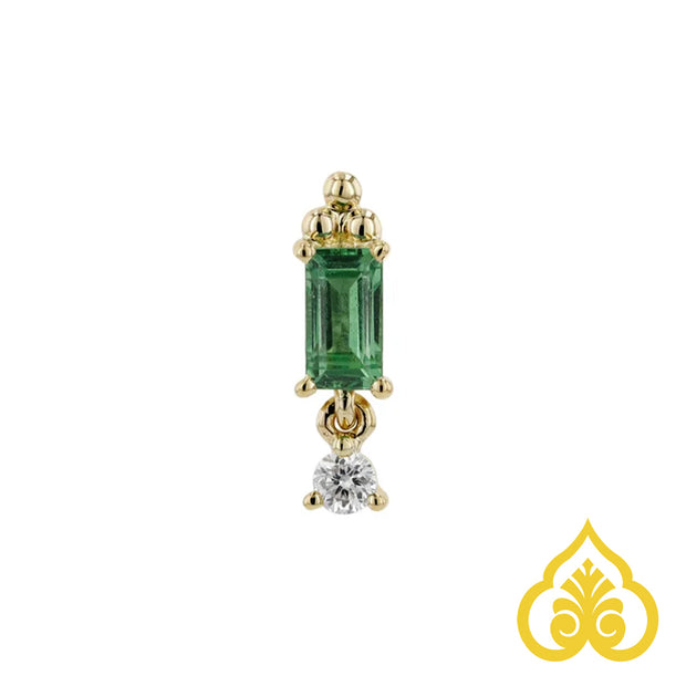 Tsavorite garnet with 3 cluster bead and diamond dangle - Modern Mood