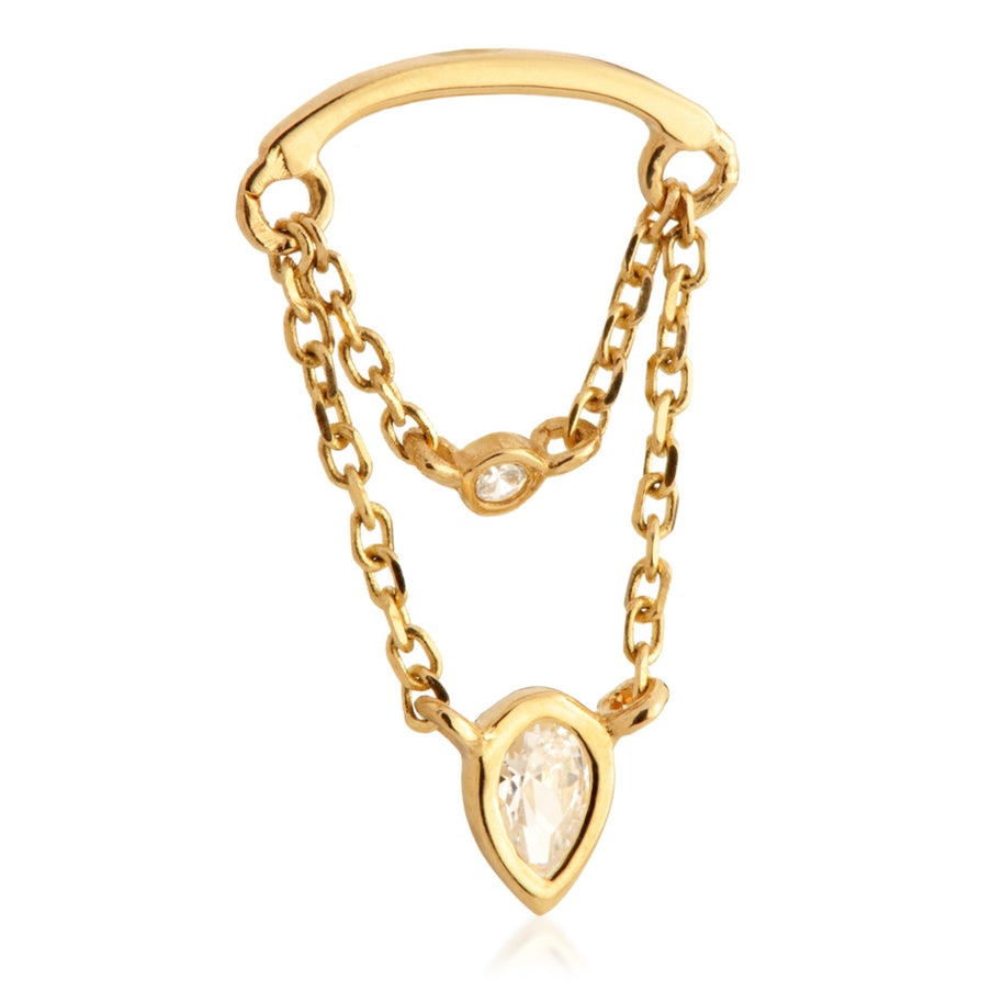 Double chain, bezel and pear gem - Hidden helix