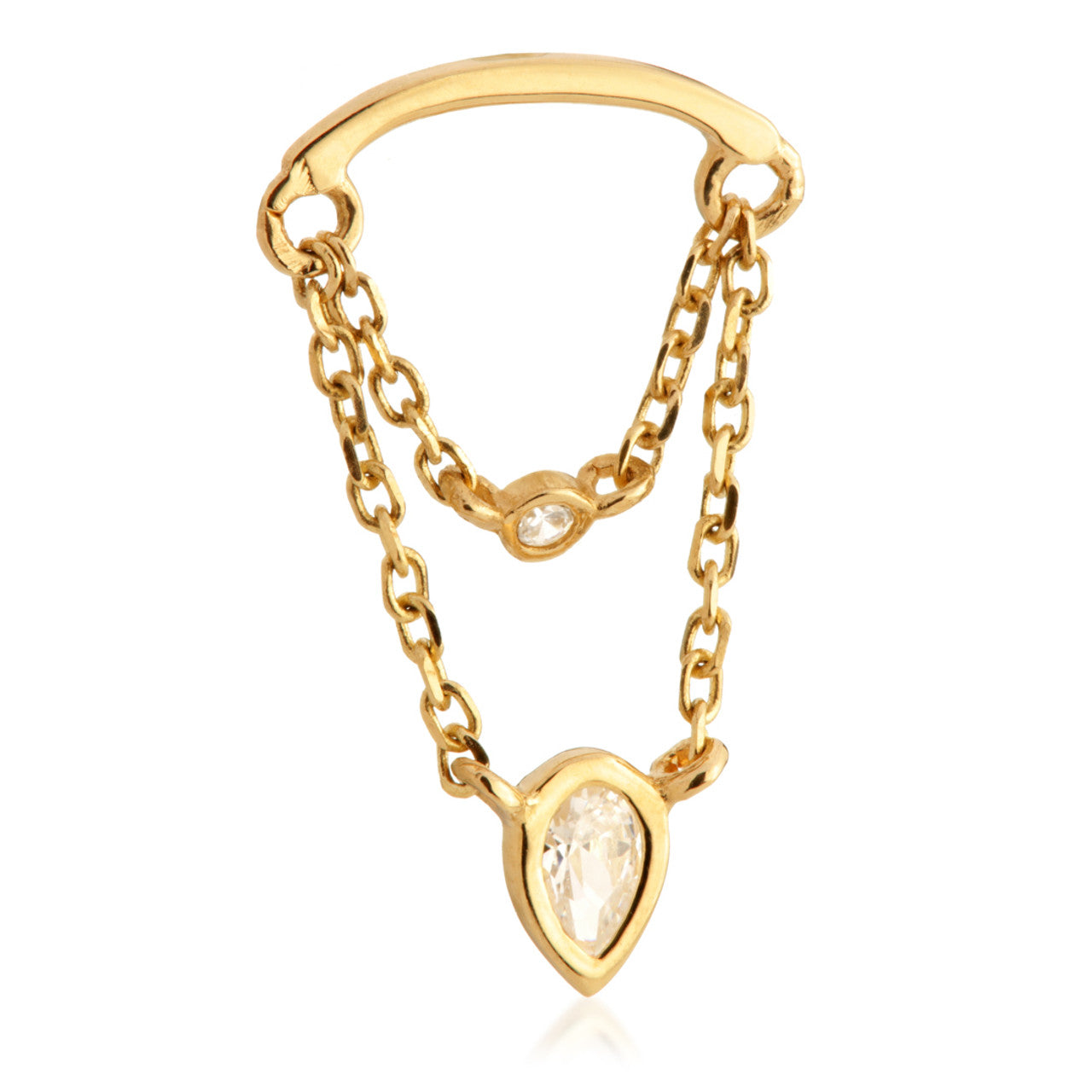 Double chain, bezel and pear gem - Hidden helix